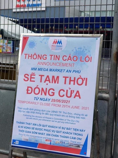 Siêu thị Mega Market An Phú tạm đóng cửa do liên quan ca COVID-19 - Ảnh 1. Siêu thị Mega Market An Phú tạm đóng cửa do liên quan ca COVID-19 - Ảnh 1.
