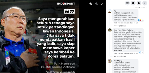 CĐV Indonesia tuyên bố: Việt Nam đang hoảng sợ khi chứng kiến sức mạnh của Indonesia - Ảnh 1. CĐV Indonesia tuyên bố: Việt Nam đang hoảng sợ khi chứng kiến sức mạnh của Indonesia - Ảnh 1.