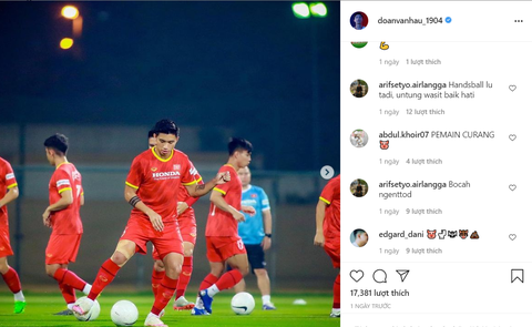 Dân mạng Indonesia tấn công chửi bới Đoàn Văn Hậu trên Instagram - Ảnh 1. Dân mạng Indonesia tấn công chửi bới Đoàn Văn Hậu trên Instagram - Ảnh 1.
