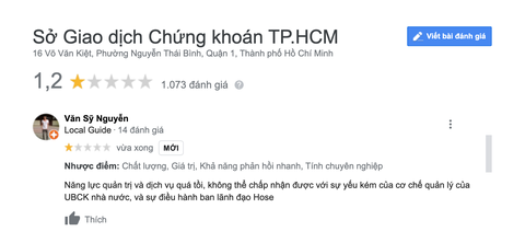Sàn HoSE gánh bão đánh giá 1 sao, nhà đầu tư tố lãnh đạo trốn trách nhiệm - Ảnh 2. Sàn HoSE gánh bão đánh giá 1 sao, nhà đầu tư tố lãnh đạo trốn trách nhiệm - Ảnh 2.
