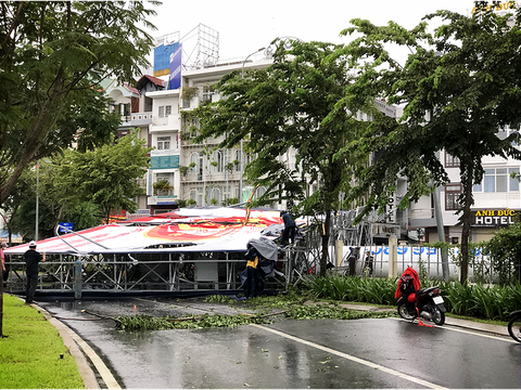 TP.HCM: Mưa dông gió giật mạnh cây xanh, bảng hiệu gãy khắp nơi - Ảnh 2. TP.HCM: Mưa dông gió giật mạnh cây xanh, bảng hiệu gãy khắp nơi - Ảnh 2.