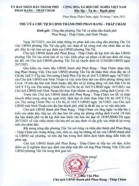 Chủ tịch TP Phan Rang - Tháp Chàm xin lỗi dân vì cấp dưới xử lý sai công vụ - Ảnh 1. Chủ tịch TP Phan Rang - Tháp Chàm xin lỗi dân vì cấp dưới xử lý sai công vụ - Ảnh 1.