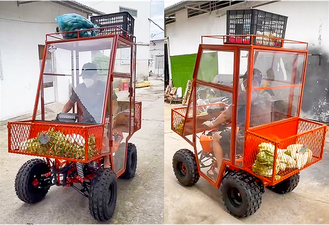 Chế tạo xe chống dịch mang thực phẩm đến với người dân phong tỏa - Ảnh 1. Chế tạo xe chống dịch mang thực phẩm đến với người dân phong tỏa - Ảnh 1.