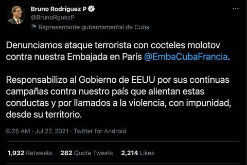 Đại sứ quán Cuba tại Paris bị tấn công bằng bom xăng - Ảnh 2. Đại sứ quán Cuba tại Paris bị tấn công bằng bom xăng - Ảnh 2.