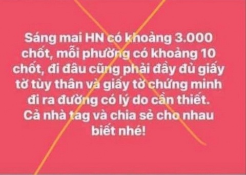 Đăng tin tào lao nói Hà Nội có khoảng 3.000 chốt, nhận phạt 12,5 triệu đồng - Ảnh 1. Đăng tin tào lao nói Hà Nội có khoảng 3.000 chốt, nhận phạt 12,5 triệu đồng - Ảnh 1.
