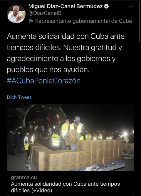Chủ tịch nước Cuba bày tỏ lòng biết ơn và cảm tạ Việt Nam, bạn bè quốc tế - Ảnh 1. Chủ tịch nước Cuba bày tỏ lòng biết ơn và cảm tạ Việt Nam, bạn bè quốc tế - Ảnh 1.