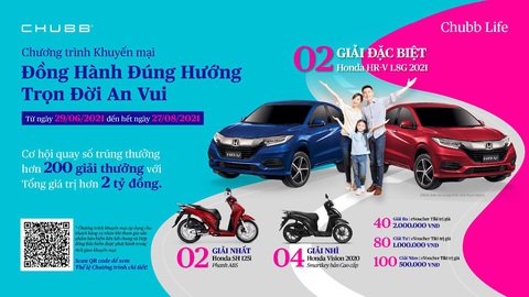 Muốn trúng thưởng ô tô, mua bảo hiểm Chubb Life ngay hôm nay - Ảnh 1. Muốn trúng thưởng ô tô, mua bảo hiểm Chubb Life ngay hôm nay - Ảnh 1.
