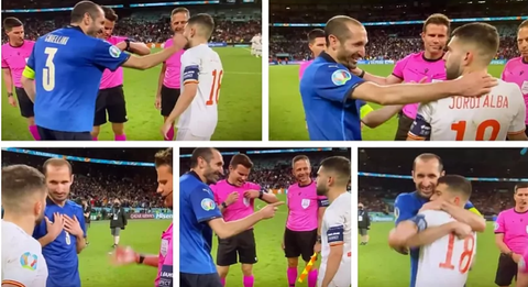 Pha tranh cãi kỳ dị giữa Chiellini với Jordi Alba lúc tung đồng xu - Ảnh 1.