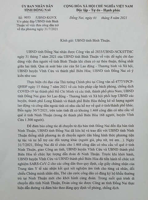 Đồng Nai phản hồi, rút kinh nghiệm vụ đưa cả ngàn người qua tỉnh Bình Thuận - Ảnh 1. Đồng Nai phản hồi, rút kinh nghiệm vụ đưa cả ngàn người qua tỉnh Bình Thuận - Ảnh 1.