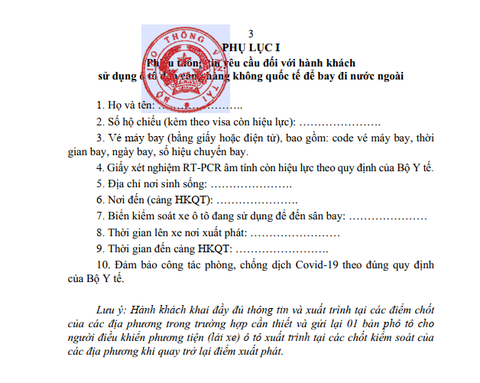 Mẫu giấy thông hành giúp tài xế và hành khách ra sân bay - Ảnh 1. Mẫu giấy thông hành giúp tài xế và hành khách ra sân bay - Ảnh 1.