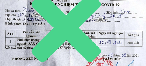 Giấy xét nghiệm COVID-19 giả để qua chốt đã xuất hiện - Ảnh 1. Giấy xét nghiệm COVID-19 giả để qua chốt đã xuất hiện - Ảnh 1.