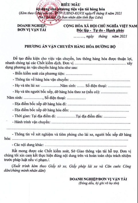 Bị Bộ Giao thông vận tải nói làm khó vận chuyển hàng hóa, Bạc Liêu nói gì? - Ảnh 1. Bị Bộ Giao thông vận tải nói làm khó vận chuyển hàng hóa, Bạc Liêu nói gì? - Ảnh 1.
