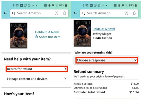 Cách trả lại ebook đã mua trên máy đọc sách Kindle - Ảnh 5. Cách trả lại ebook đã mua trên máy đọc sách Kindle - Ảnh 5.