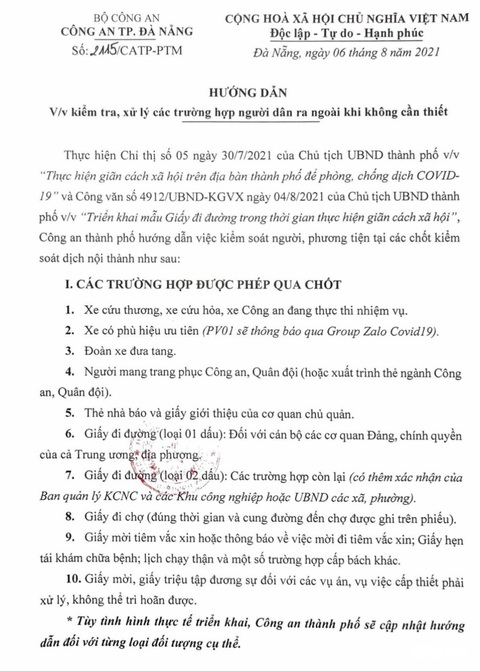 10 trường hợp được phép qua các chốt kiểm soát dịch nội thành Đà Nẵng - Ảnh 1. 10 trường hợp được phép qua các chốt kiểm soát dịch nội thành Đà Nẵng - Ảnh 1.