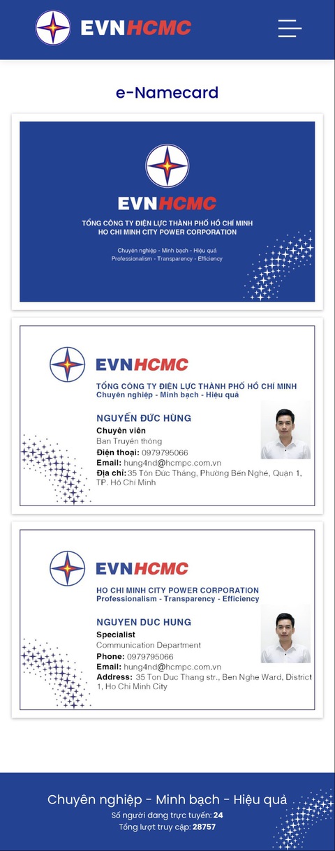 EVNHCMC số hóa hoạt động giao tiếp với danh thiếp điện tử - Ảnh 3. EVNHCMC số hóa hoạt động giao tiếp với danh thiếp điện tử - Ảnh 3.