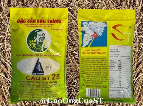 Gạo ST25 in hình ông Hồ Quang Cua để chống hàng giả, vài ngày sau xuất hiện bao bì y chang - Ảnh 1. Gạo ST25 in hình ông Hồ Quang Cua để chống hàng giả, vài ngày sau xuất hiện bao bì y chang - Ảnh 1.