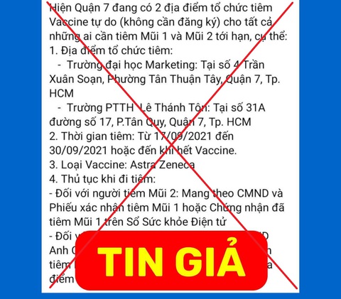 Quận 7 đang có 2 điểm tiêm vắc xin tự do, không cần đăng ký là thông tin giả - Ảnh 1. Quận 7 đang có 2 điểm tiêm vắc xin tự do, không cần đăng ký là thông tin giả - Ảnh 1.