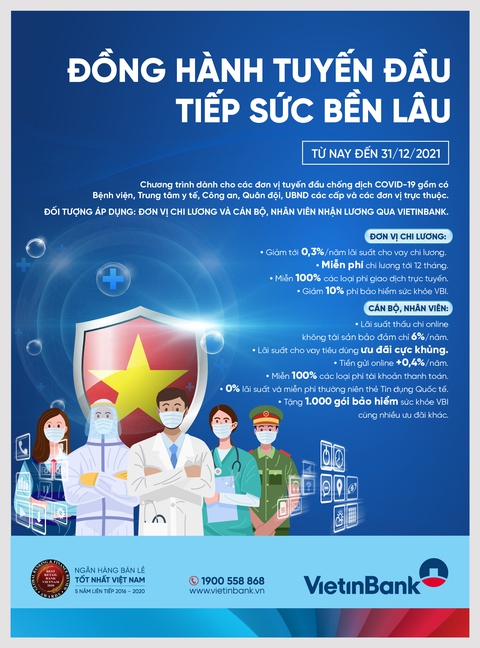 VietinBank dành 10.000 tỉ đồng hành cùng tuyến đầu chống dịch - Ảnh 1. VietinBank dành 10.000 tỉ đồng hành cùng tuyến đầu chống dịch - Ảnh 1.