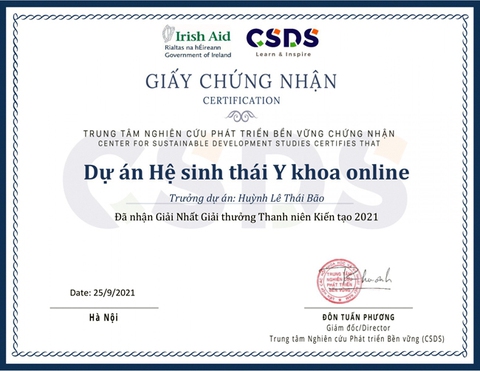 ‘Hệ sinh thái Y khoa online’ của nhóm Y khoa, ĐH Duy Tân đạt giải nhất Thanh niên Kiến tạo năm 2021 - Ảnh 3. ‘Hệ sinh thái Y khoa online’ của nhóm Y khoa, ĐH Duy Tân đạt giải nhất Thanh niên Kiến tạo năm 2021 - Ảnh 3.