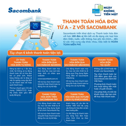 Infographic: Thanh toán hóa đơn miễn phí với Sacombank - Ảnh 1. Infographic: Thanh toán hóa đơn miễn phí với Sacombank - Ảnh 1.