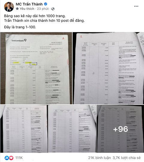 Trấn Thành tung 1.000 trang sao kê từ thiện để chứng minh trong sạch - Ảnh 1. Trấn Thành tung 1.000 trang sao kê từ thiện để chứng minh trong sạch - Ảnh 1.