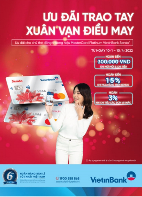 Mang xuân may mắn đến chủ thẻ VietinBank Sendo - Ảnh 1. Mang xuân may mắn đến chủ thẻ VietinBank Sendo - Ảnh 1.