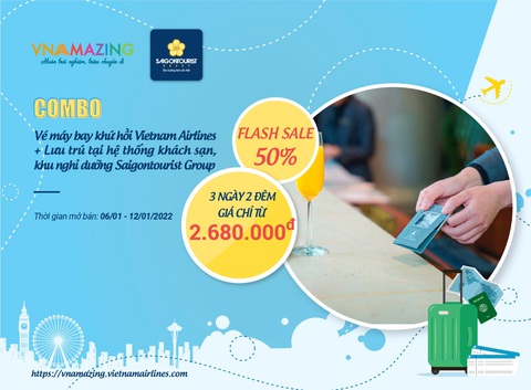 Saigontourist Group hợp tác Vietnam Airlines khuyến mãi lớn - Ảnh 1. Saigontourist Group hợp tác Vietnam Airlines khuyến mãi lớn - Ảnh 1.