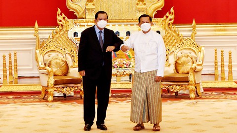 Ông Hun Sen gặp Thống tướng Myanmar - Ảnh 1. Ông Hun Sen gặp Thống tướng Myanmar - Ảnh 1.