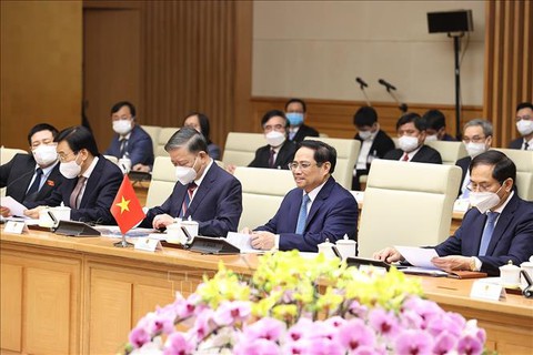 Thủ tướng Phạm Minh Chính hội đàm với Thủ tướng Lào Phankham Viphavanh - Ảnh 2. Thủ tướng Phạm Minh Chính hội đàm với Thủ tướng Lào Phankham Viphavanh - Ảnh 2.