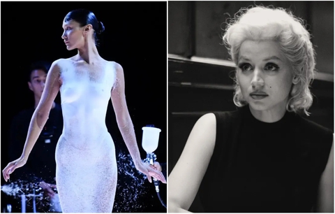 Bella Hadid gây sốt với chiếc váy phun sơn, phim về Marilyn Monroe bị chỉ trích chống phá thai - Ảnh 1. Bella Hadid gây sốt với chiếc váy phun sơn, phim về Marilyn Monroe bị chỉ trích chống phá thai - Ảnh 1.