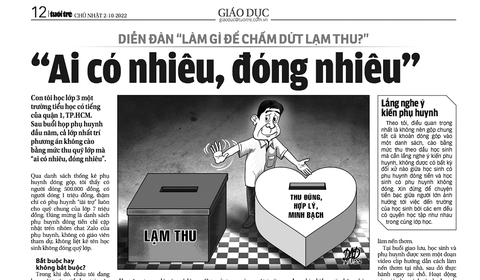 Diễn đàn Làm gì để chấm dứt lạm thu?: Phụ huynh không phải là... bầu sữa - Ảnh 1. Diễn đàn Làm gì để chấm dứt lạm thu?: Phụ huynh không phải là... bầu sữa - Ảnh 1.