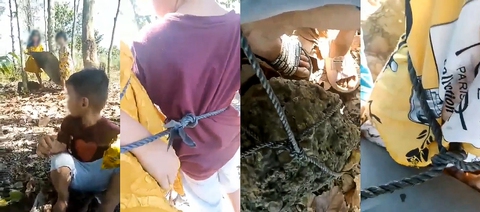 Người đàn ông trói 3 con nhỏ vào tảng đá rồi quay clip ‘tống tiền’ vợ - Ảnh 1. Người đàn ông trói 3 con nhỏ vào tảng đá rồi quay clip ‘tống tiền’ vợ - Ảnh 1.
