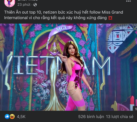Fanpage Miss Grand International tụt follow như tụt huyết áp khi Thiên Ân bị loại khỏi top 10 - Ảnh 2. Fanpage Miss Grand International tụt follow như tụt huyết áp khi Thiên Ân bị loại khỏi top 10 - Ảnh 2.