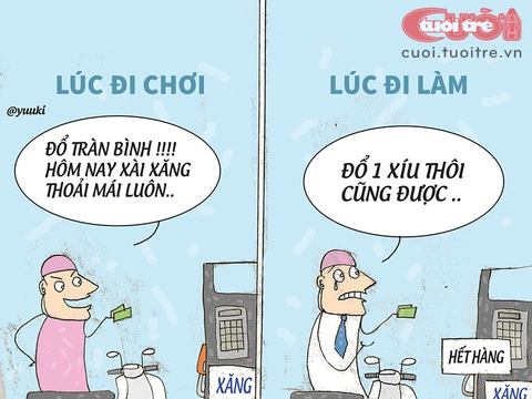 Mua xăng lúc đi chơi và lúc đi làm - Ảnh 1. Mua xăng lúc đi chơi và lúc đi làm - Ảnh 1.