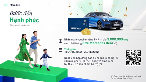 Manulife Việt Nam triển khai chương trình khuyến mại ‘Bước đến Hạnh phúc’ - Ảnh 1. Manulife Việt Nam triển khai chương trình khuyến mại ‘Bước đến Hạnh phúc’ - Ảnh 1.