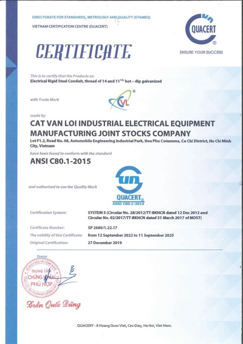 Ống luồn dây điện RSC do Cát Vạn lợi sản xuất đạt chuẩn ANSI C 80.1 - Ảnh 2. Ống luồn dây điện RSC do Cát Vạn lợi sản xuất đạt chuẩn ANSI C 80.1 - Ảnh 2.