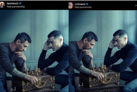 Bức ảnh thế kỷ Messi và Ronaldo đánh cờ gây sốt mạng xã hội - Ảnh 1. Bức ảnh thế kỷ Messi và Ronaldo đánh cờ gây sốt mạng xã hội - Ảnh 1.