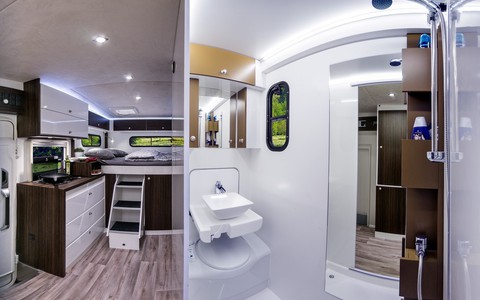 Xe nhà kéo mui trần đầu tiên thế giới: Bên trong sang xịn như khách sạn lộ thiên - Ảnh 8. Xe nhà kéo mui trần đầu tiên thế giới: Bên trong sang xịn như khách sạn lộ thiên - Ảnh 8.