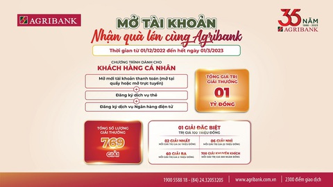 Được tặng sổ tiết kiệm, tiền mặt khi mở tài khoản tại Agribank - Ảnh 1. Được tặng sổ tiết kiệm, tiền mặt khi mở tài khoản tại Agribank - Ảnh 1.