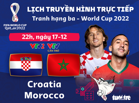 Lịch trực tiếp trận tranh hạng 3 World Cup 2022 giữa Croatia và Morocco - Ảnh 1. Lịch trực tiếp trận tranh hạng 3 World Cup 2022 giữa Croatia và Morocco - Ảnh 1.