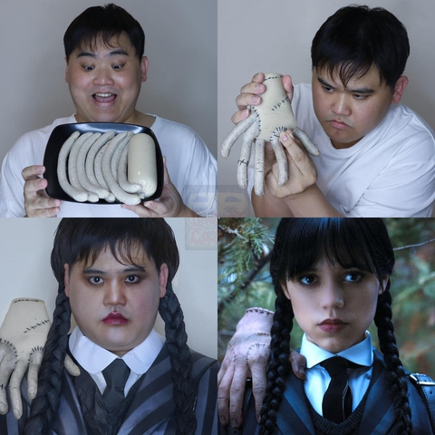 Thánh cosplay giá rẻ khiến mọi người cười... rụng rốn với màn hóa trang Wednesday - Ảnh 1. Thánh cosplay giá rẻ khiến mọi người cười... rụng rốn với màn hóa trang Wednesday - Ảnh 1.