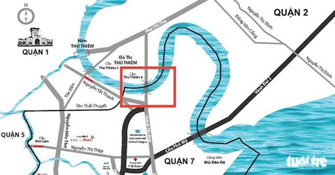 Hình ảnh vị trí xây cầu Thủ Thiêm 4: Nhà Bè - Thủ Đức liền một dải - Ảnh 1. Hình ảnh vị trí xây cầu Thủ Thiêm 4: Nhà Bè - Thủ Đức liền một dải - Ảnh 1.