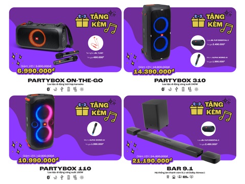 JBL giảm đến 36% cho một loạt loa, tai nghe kèm nhiều quà tặng hấp dẫn - Ảnh 2. JBL giảm đến 36% cho một loạt loa, tai nghe kèm nhiều quà tặng hấp dẫn - Ảnh 2.