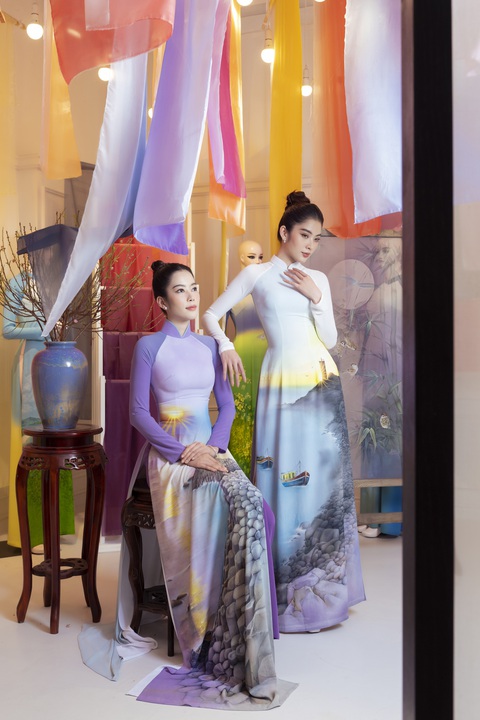 Trung Đinh lan tỏa hội họa trên lụa, quảng bá áo dài qua dự án Lụa hát trên vai - Ảnh 3. Trung Đinh lan tỏa hội họa trên lụa, quảng bá áo dài qua dự án Lụa hát trên vai - Ảnh 3.