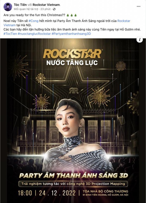 Tóc Tiên, JustaTee hẹn fan ‘quẩy’ party Noel tại Hà Nội - Ảnh 1. Tóc Tiên, JustaTee hẹn fan ‘quẩy’ party Noel tại Hà Nội - Ảnh 1.