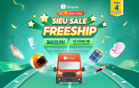 Nhiều ưu đãi mua sắm Tết trên Shopee với Thứ 4 - Siêu Sale Freeship - Ảnh 1. Nhiều ưu đãi mua sắm Tết trên Shopee với Thứ 4 - Siêu Sale Freeship - Ảnh 1.