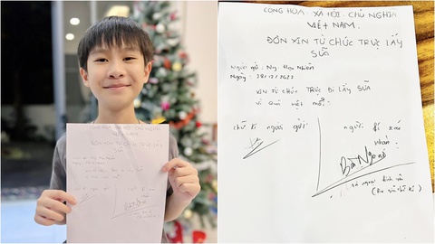 Ảnh vui sao Việt 31-12: Con trai Lý Hải viết đơn xin từ chức lấy sữa - Ảnh 1. Ảnh vui sao Việt 31-12: Con trai Lý Hải viết đơn xin từ chức lấy sữa - Ảnh 1.