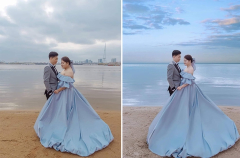 Hậu trường ảnh cưới khiến nhiều người ngã ngửa - Ảnh 1. Hậu trường ảnh cưới khiến nhiều người ngã ngửa - Ảnh 1.