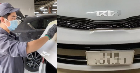 Chủ xe Kia Cerato, Soluto tốn tiền triệu sơn lại xe để nâng cấp logo mới cho hợp thời - Ảnh 1. Chủ xe Kia Cerato, Soluto tốn tiền triệu sơn lại xe để nâng cấp logo mới cho hợp thời - Ảnh 1.