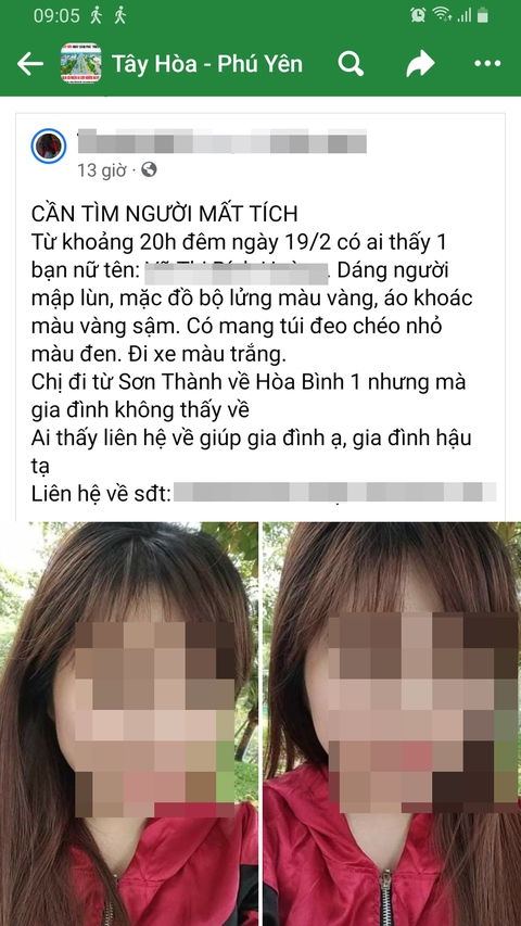 Thi thể dưới mương nước là cô gái mất tích gia đình đăng tin trên mạng - Ảnh 2. Thi thể dưới mương nước là cô gái mất tích gia đình đăng tin trên mạng - Ảnh 2.